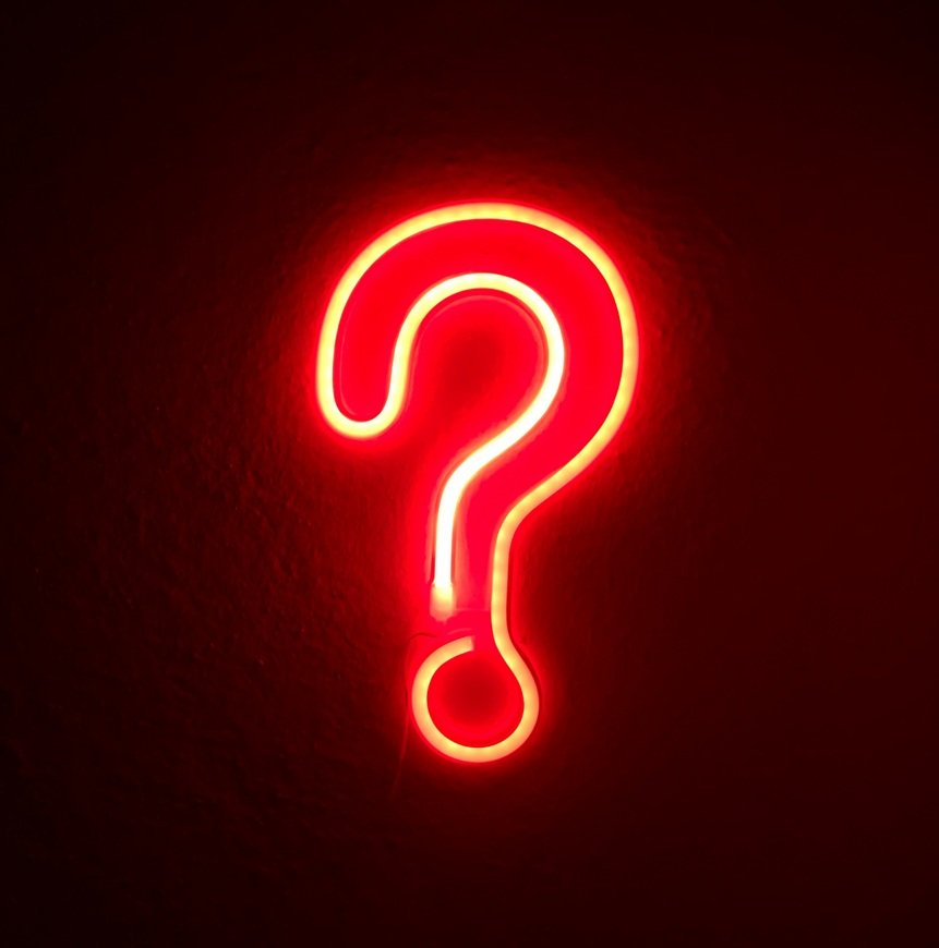 red neon question mark